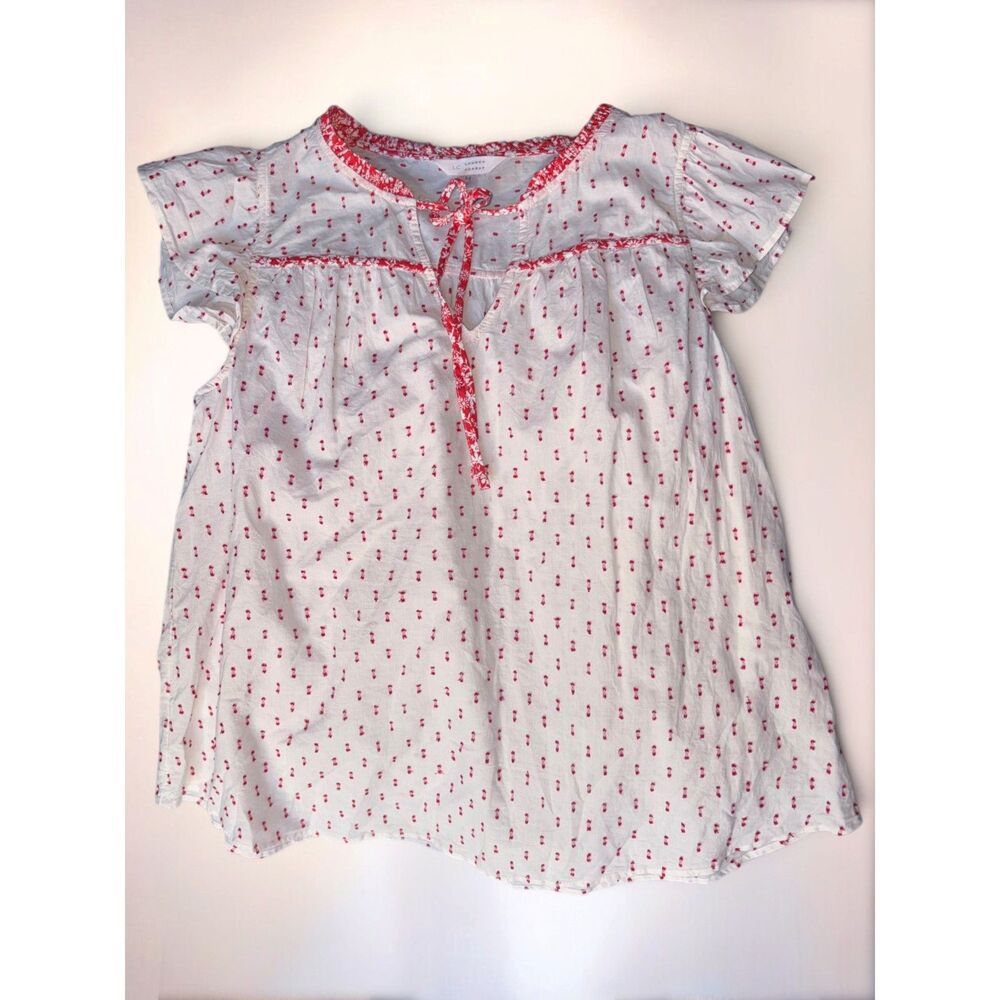 Lauren Conrad Red & White Floral Blouse
